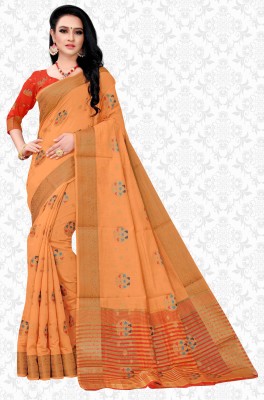 Divastri Woven Kanjivaram Cotton Silk Saree(Orange)