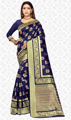 Divastri Woven Kanjivaram Art Silk Saree(Blue)