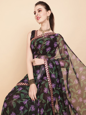 Sangria Embellished Bollywood Georgette Saree(Black)