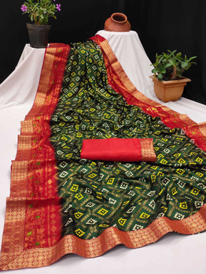 VD PRINTS Printed Bandhani Chiffon Saree(Multicolor)