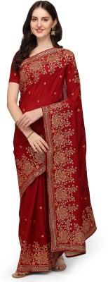 Arriva Fab Embroidered Bollywood Georgette Saree(Red)