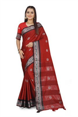 Grubstaker Embellished Kanjivaram Cotton Silk Saree(Black)