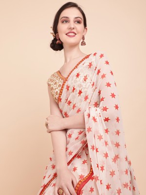 Sangria Embellished Bollywood Georgette Saree(Cream)