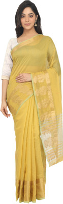 Endues Woven Banarasi Cotton Blend, Jacquard Saree(Mustard)