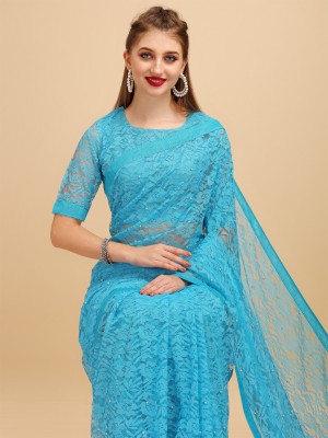 Sangria Embellished Bollywood Lace Saree(Dark Blue)