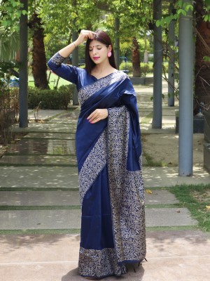 alakh Woven Kanjivaram Jacquard, Pure Silk Saree(Dark Blue)