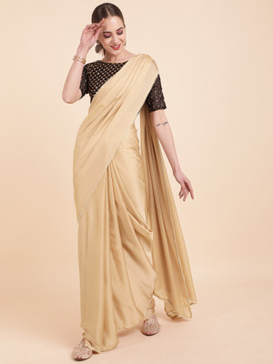 Sangria Embellished Bollywood Satin Saree(Beige)