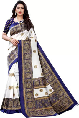SUJANSHI Printed Banarasi Art Silk Saree(Blue)