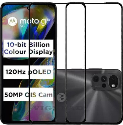 vighanad Edge To Edge Tempered Glass for Motorola G82, Moto G82, Motorola G82 5G, Moto G82 5G(Pack of 2)