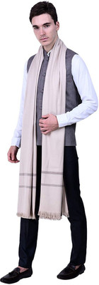Braid N Cord Polyester Wool Blend Self Design Men Shawl(Beige)