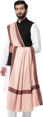 Braid N Cord Polyester Wool Blend Self Design Men Shawl(Beige)