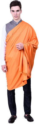 Braid N Cord Polyester Wool Blend Solid Men Shawl(Orange)