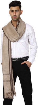 Braid N Cord Polyester Wool Blend Self Design Men Shawl(Brown)