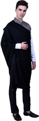 Braid N Cord Polyester Wool Blend Solid Men Shawl(Black)