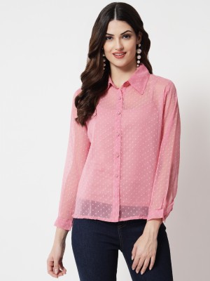 FUNDAY FASHION Women Self Design Casual Pink Shirt