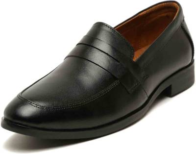LOUIS STITCH Obsidian Black Handcrafted Leather Shoes for Men Slip ons Loafers LSRGMCPLJB307 For Men