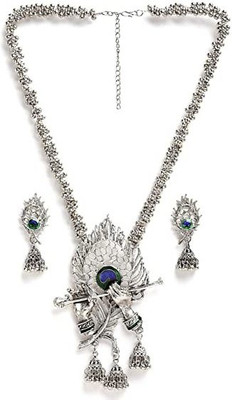 RV jewels Alloy Silver, Blue Jewellery Set(Pack of 1)