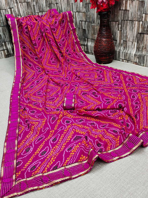 maayro Printed Bandhani Georgette Saree(Multicolor)