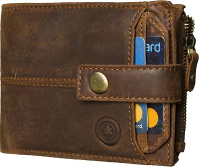 LUXIQE Men Formal Brown Genuine Leather Wallet