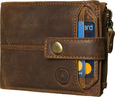 LUXIQE Men Formal Brown Genuine Leather Wallet(14 Card Slots)