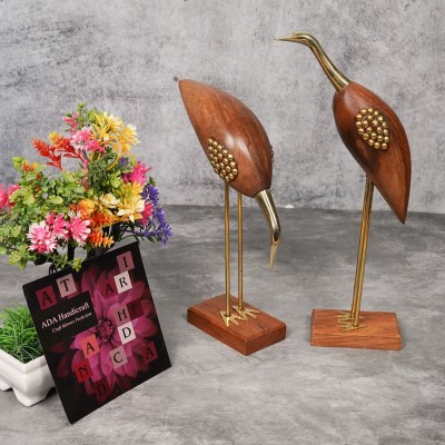 WallVilla Swan Crane Love Birds Home Décor Showpiece Decorative Showpiece  -  30 cm(Brass, Brown)