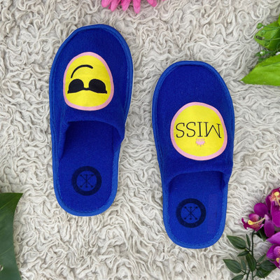 SQUETCH Women MISS COOL HOUSE home bedroom house for Women carpet massage slides Slippers(Blue , 10)
