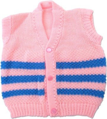 Kidska Striped V Neck Casual Baby Boys & Baby Girls Multicolor Sweater