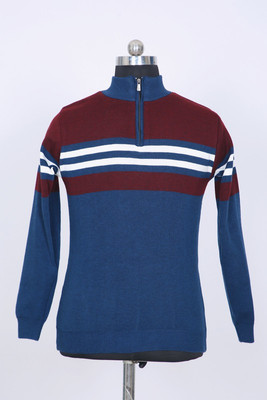 Consider Woven High Neck Casual Men Multicolor Sweater