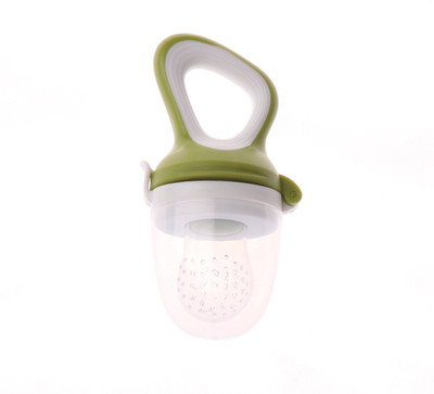 NEST CREATION Baby Shark Triangle Handle Silicone Fruit Feeder & Pacifier Teether and Feeder(Green)
