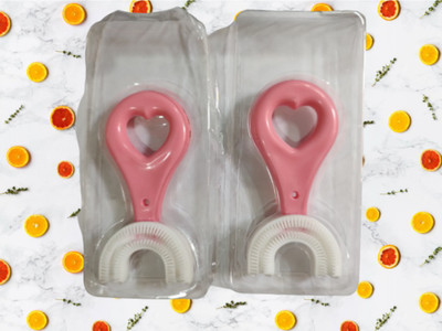 Go Local Pink U shaped Silicon Brush for Kids 2-6 years - Fun activity Extra Soft Toothbrush(Pack of 2)