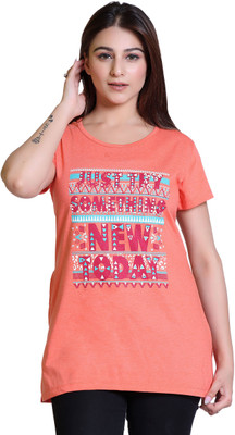 hifzaa Casual Printed Women Orange Top