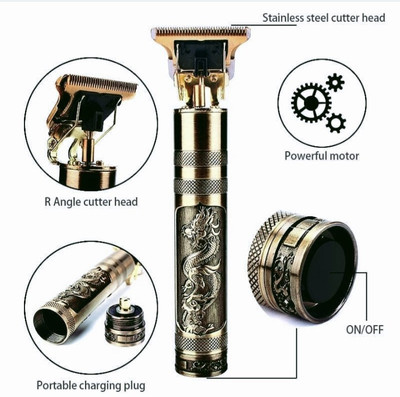 JIA ENTERPRISES Professional T99 Golden Rechargeable Buddha Trimmer Beard Trimmer J43 Trimmer 90 min  Runtime 4 Length Settings(Gold)