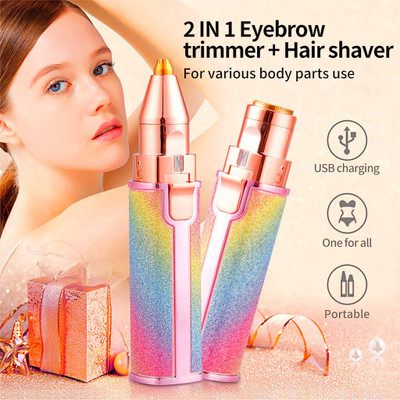 AltriZo Portable 2 in 1 Painless Eyebrow Trimmer & Shaver Pen for Lips,Cheek,Facial Hair Trimmer 70 min  Runtime 1 Length Settings(Pink)