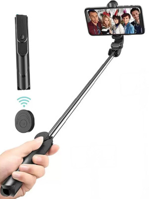 Uborn SELFIE STICK WITH STAND,REMORT CONTROLL WIRELESS TRIPOD FOR VIDEO & PHOTO SHOOT. Tripod(Black, Supports Up to 500 g)