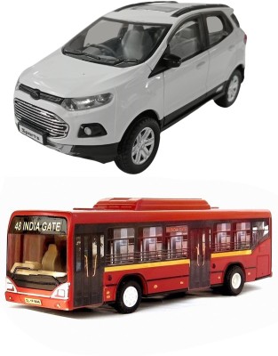 amisha gift gallery Combo of Pull Back Action EcoSport with Low Floor CNG City Bus Model Toy Car for Kids and Boys (Color May Vary)(Multicolor, Pack of: 1)