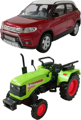 amisha gift gallery Combo of Pull Back Action SUV Brezza with Farm Tracor Toy Car for Kids and Boys (Color May Vary)(Multicolor, Pack of: 1)