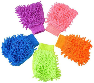 MOCKHE Microfiber Vehicle Washing  Hand Glove(Pack Of 5)