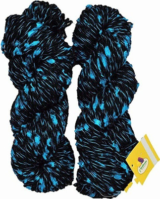 JEFFY Vardhman Veronica Wool Hank Hand Knitting Wool/Art Craft Yarn, Black Neon 200g