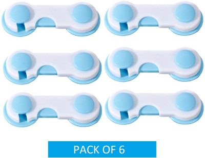 Smiker Baby Proofing Child Safety DIY Cabinet Lock Latch - Pack Of 6(White-Blue)