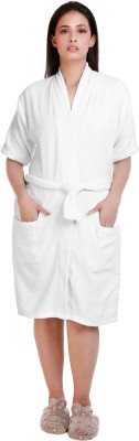 MUKHAKSH White XL Bath Robe(Pack of 1 bath robe, For: Women, White)