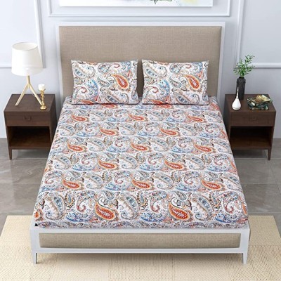 Dream Weavers 300 TC Cotton King Printed Flat Bedsheet(Pack of 1, Multicolor)