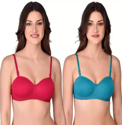 MH Mode MH Mode T-Shirt Lightly Padded Bra Women Balconette Lightly Padded Bra(Blue, Pink)