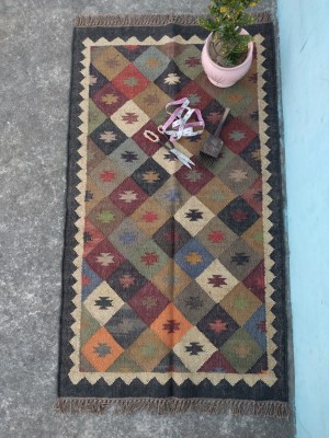 jute wool rug Multicolor Wool, Jute Area Rug(3 ft,  X 5 ft, Rectangle)