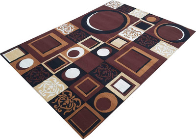 R CARPETS 5 ft  X 7 ft Silk Carpet(Rectangle, Brown)