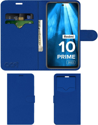ACM Flip Cover for Xiaomi Redmi 10 Prime 2022(Blue, Cases with Holder, Pack of: 1)