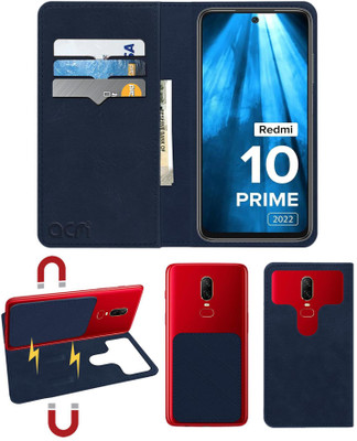 ACM Flip Cover for Redmi 10 Prime 2022(Blue, Cases with Holder, Pack of: 1)