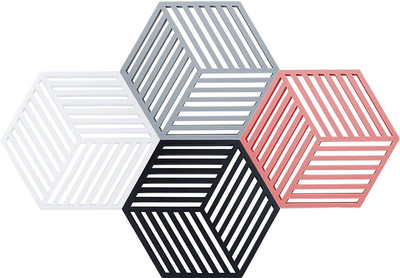 Spatlus Hexagon Reversible PVC Coaster Set(Pack of 4)