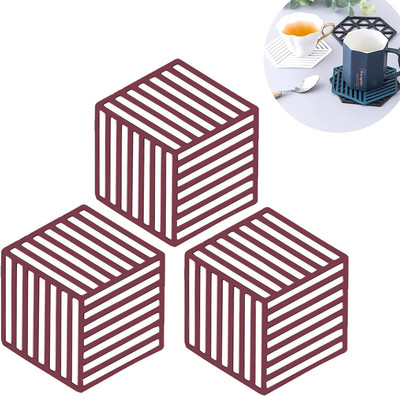 Spatlus Hexagon Reversible PVC Coaster Set(Pack of 3)