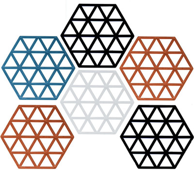 Spatlus Hexagon Reversible PVC Coaster Set(Pack of 6)
