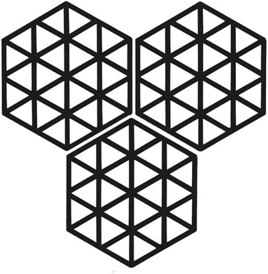 Spatlus Hexagon Reversible PVC Coaster Set(Pack of 3)